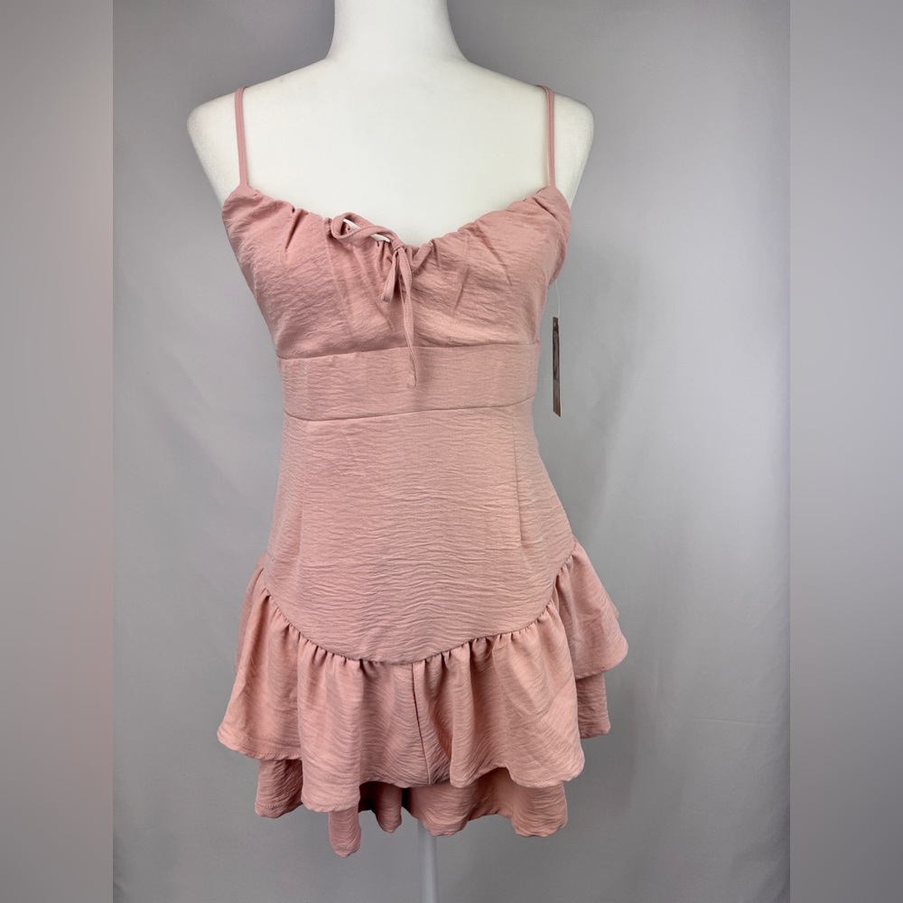 Derek Heart Pink Ruffle Romper Dress – Size L – NWT